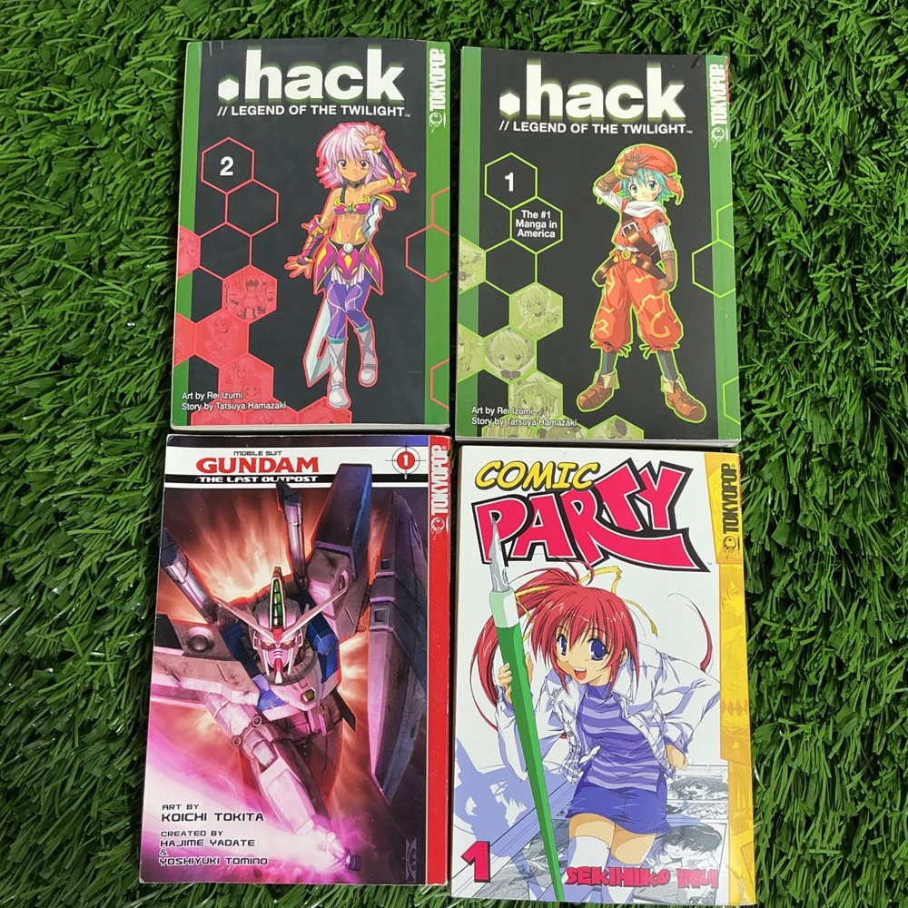 Tokyopop Manga Lot Unisex 4 Books .hack Gundam Comic Party 1st Edition Retro